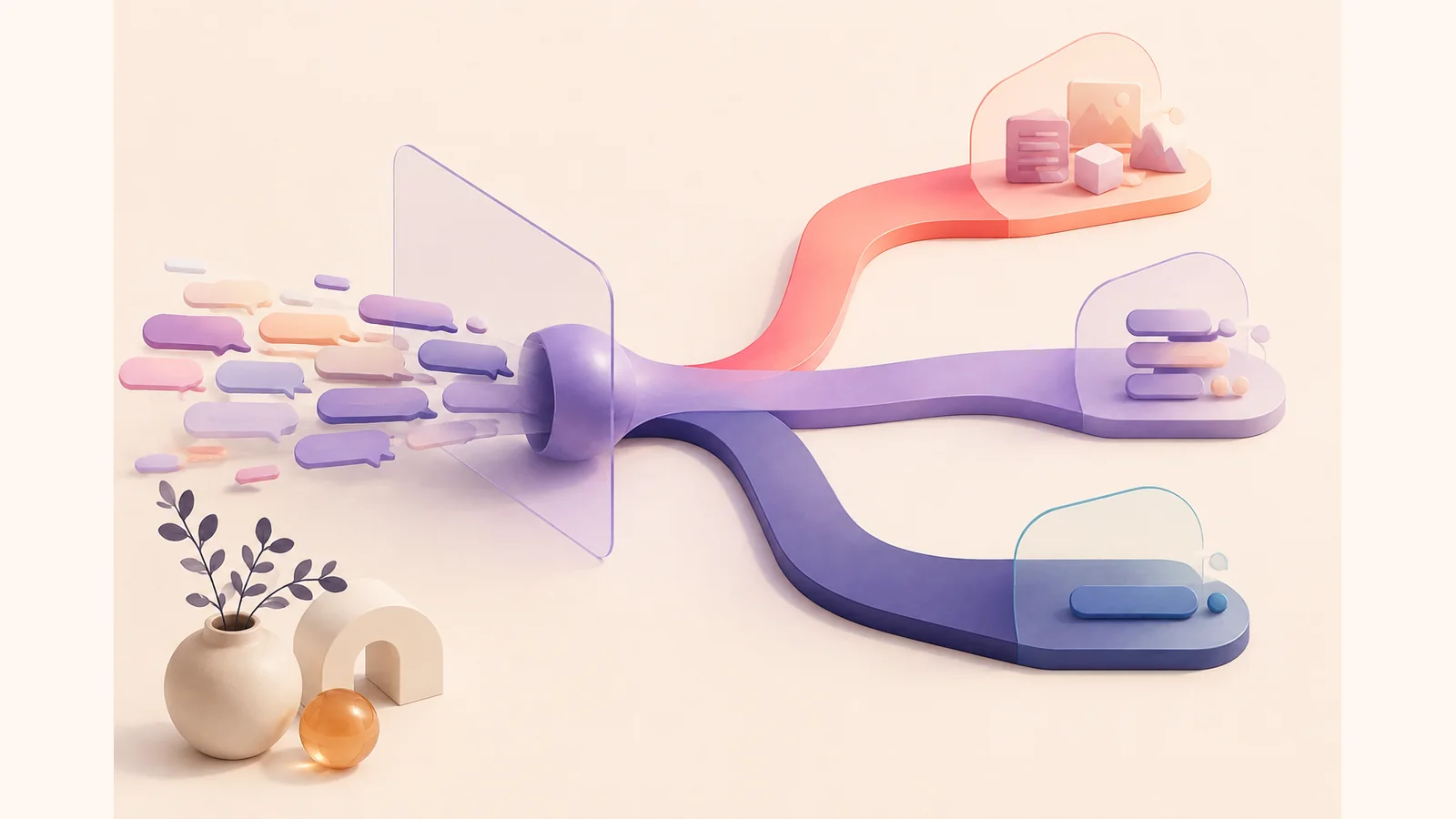One conversation branching into several export paths with different levels of detail preserved